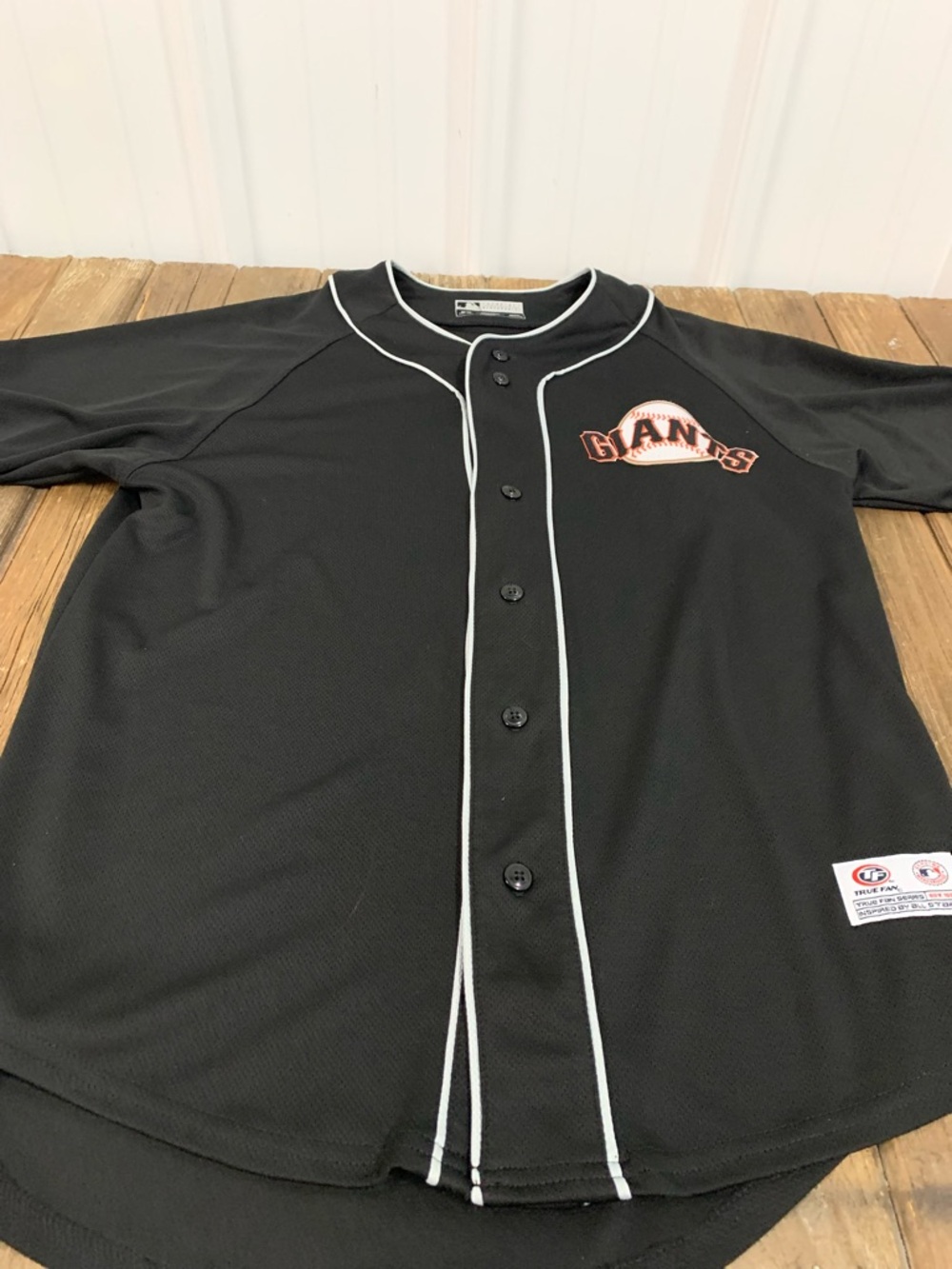 San Francisco Giants Black Button-Front Jersey with White Piping